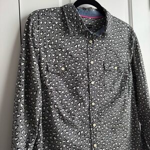 Talbots Black and White Heart Print Shirt